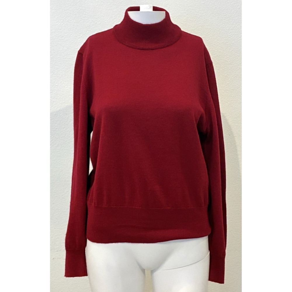 Vintage Rodier Paris Wool Blend Turtleneck Sweater M Red Old Money Coquette Fall